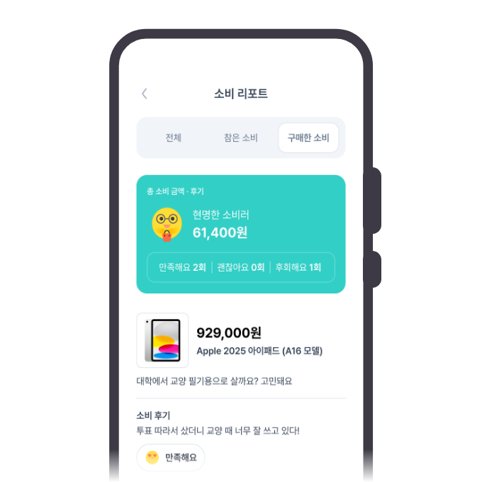 소비 리포트 화면 미리보기